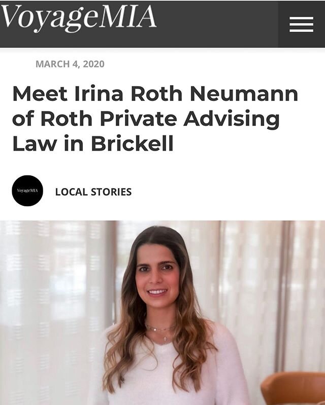 Thank you @voyagemiami 😊! http://voyagemia.com/interview/meet-irina-roth-neumann-roth-private-advising-law-brickell/