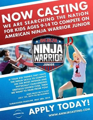 Nationwide-American Ninja Warrior Junior Now Casting Kids ages 9-14