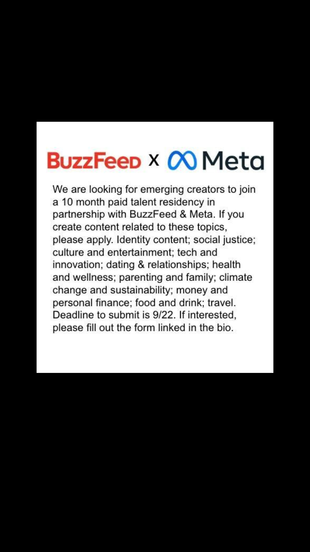 Nationwide, BuzzFeed x Meta Talent Residency, looking for Content Creators 