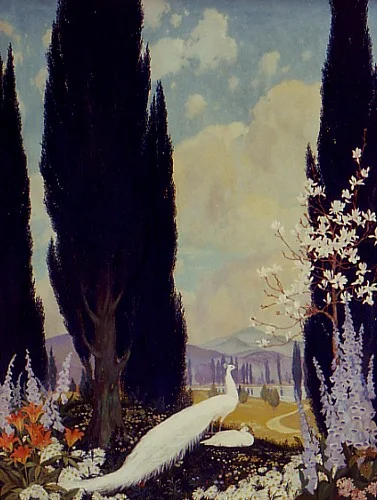 Peacocks in Landscape