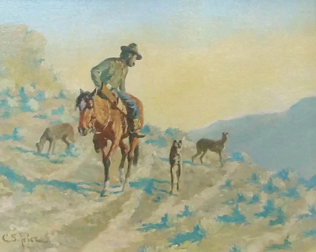 Man on Horse with Dogs