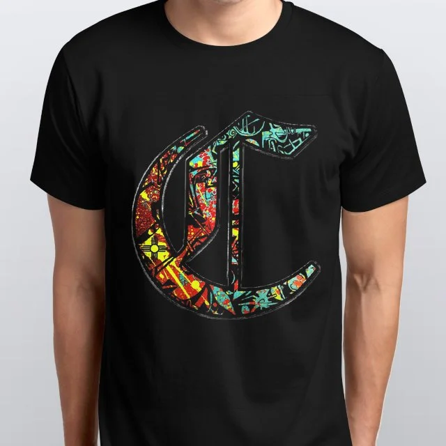 Blk Crew Neck T-shirt Colored Logo