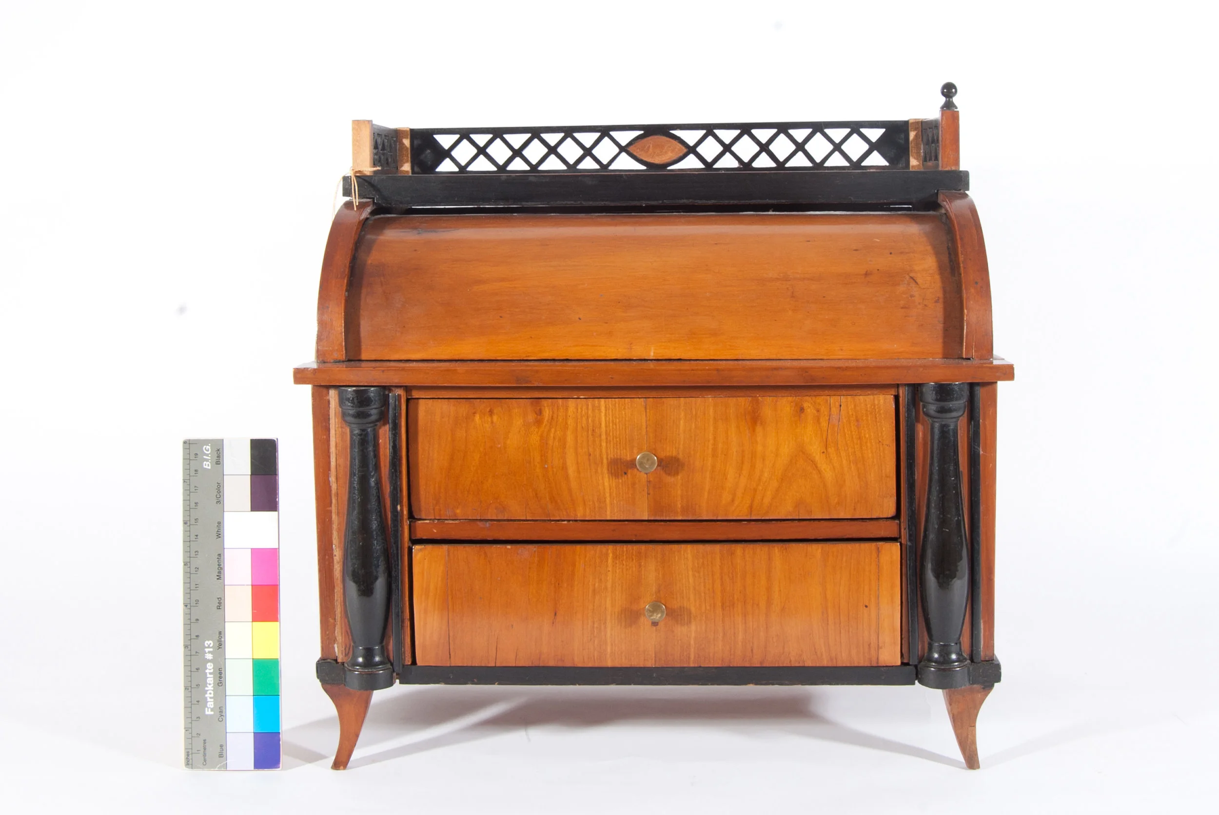 Model cylinder-front bureau, pre-restoration