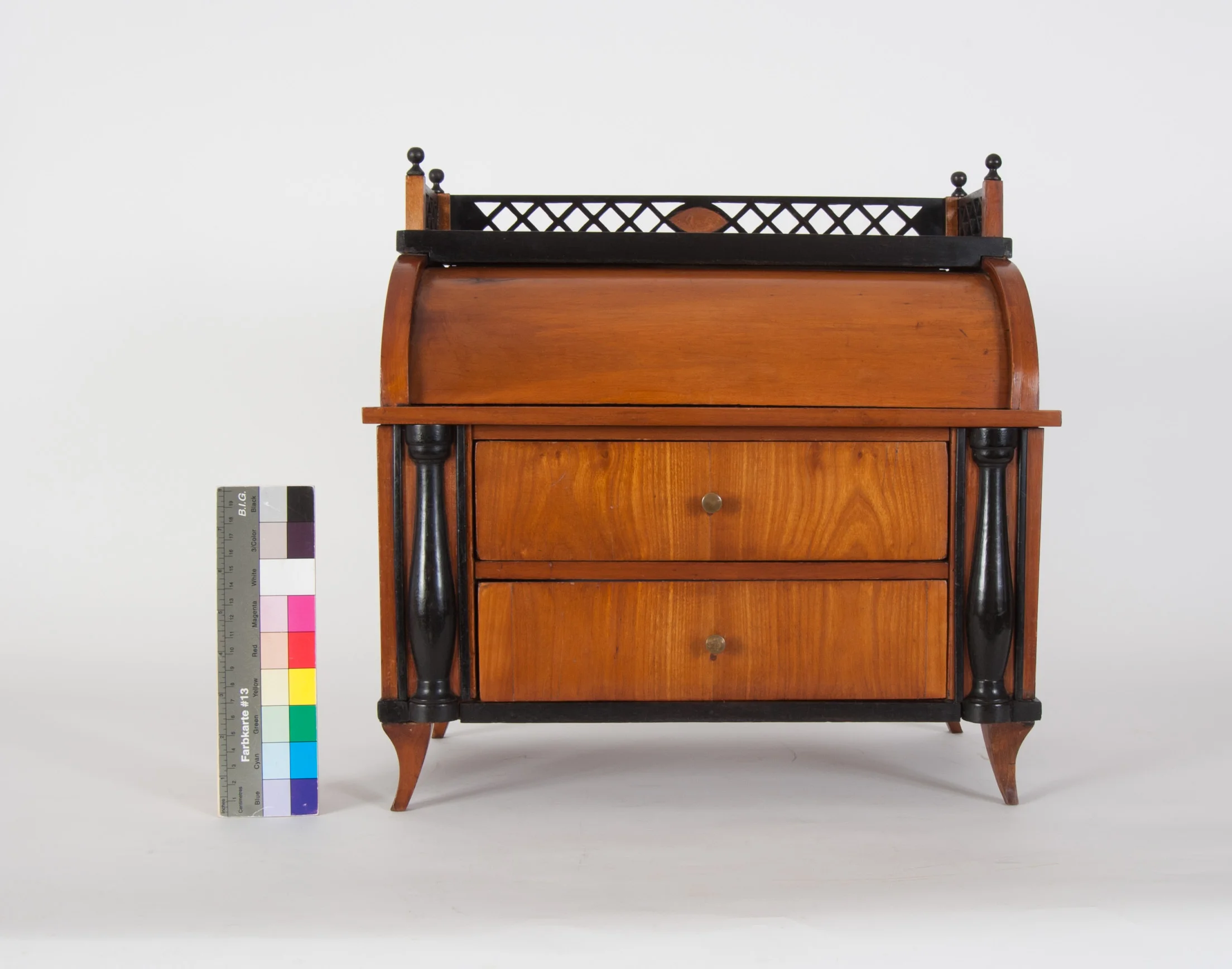 Model cylinder-front bureau, post-restoration