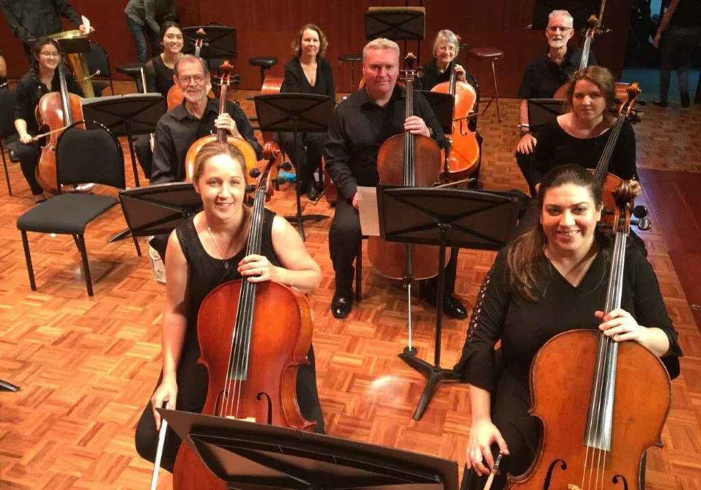 Theresa (2nd row right) - amongst her “peeps” the MetSO cellos