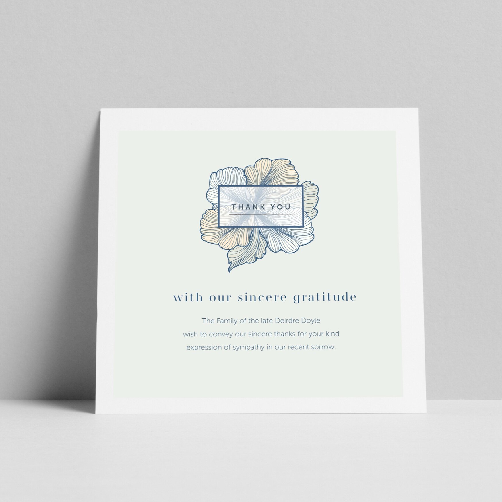Memorial Thank You Card | Acknowledgment Card | Blue Floral Design | Image 1 | Remember Me Cards | Buy Online Ireland