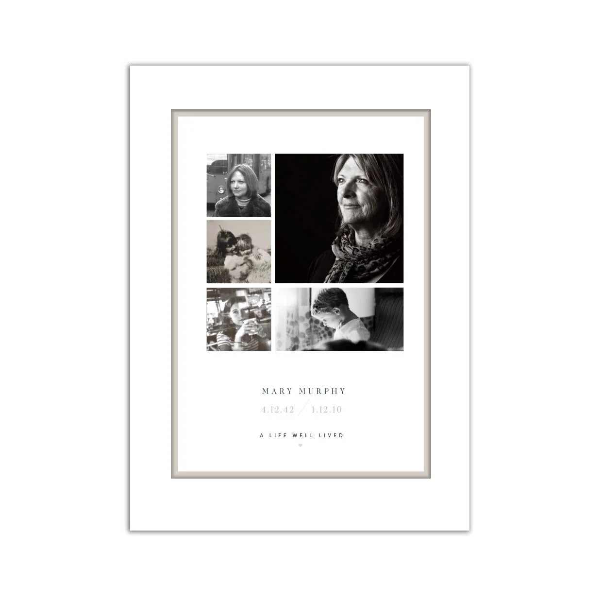 Framed Memorial Print | Black And White Collage Design | Image 1 | Remember Me Cards | Buy Online Ireland