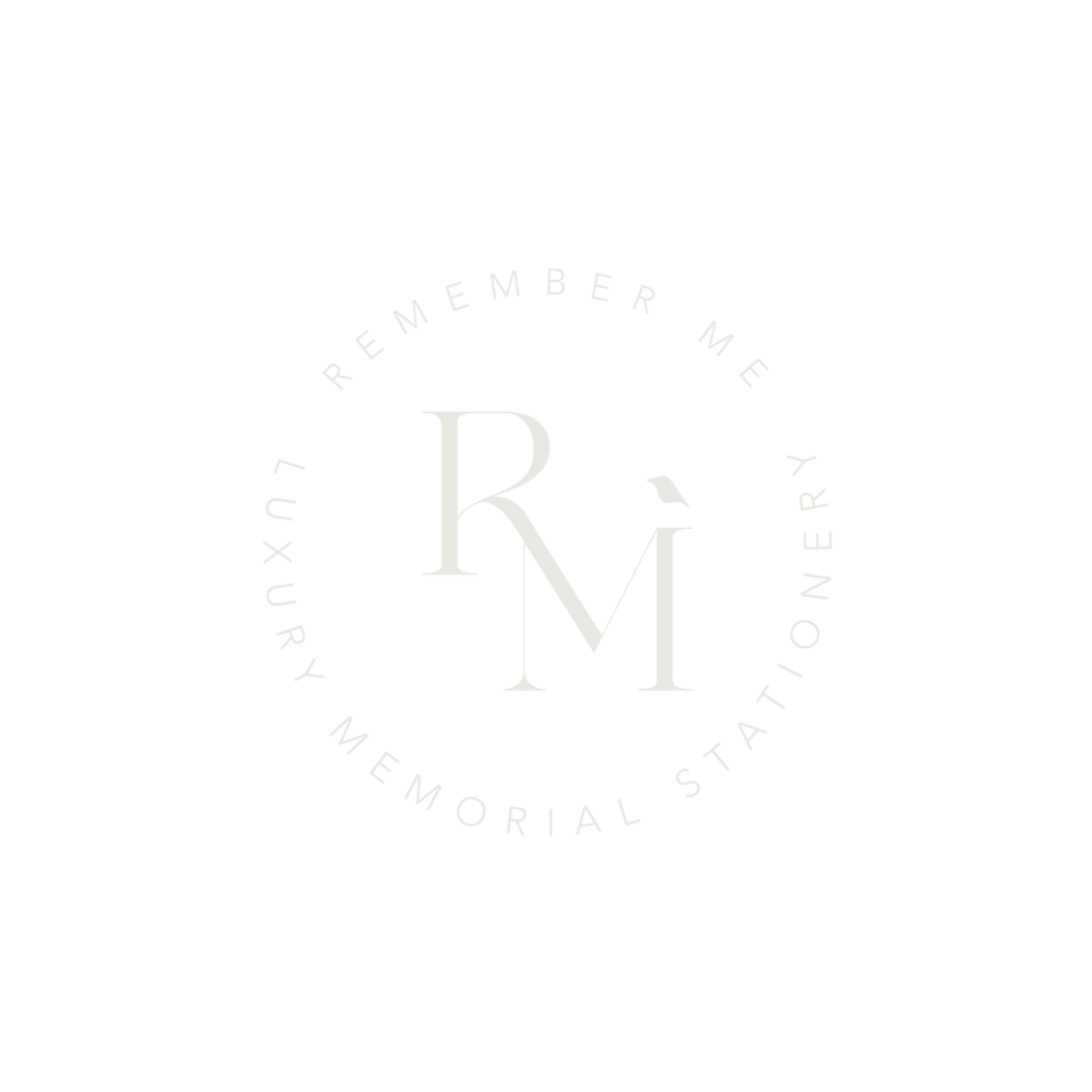 Black background with white text logo featuring the initials 'RM' in the center, surrounded by the phrases 'Remember Me' and 'Memorial Station' in a circular arrangement.