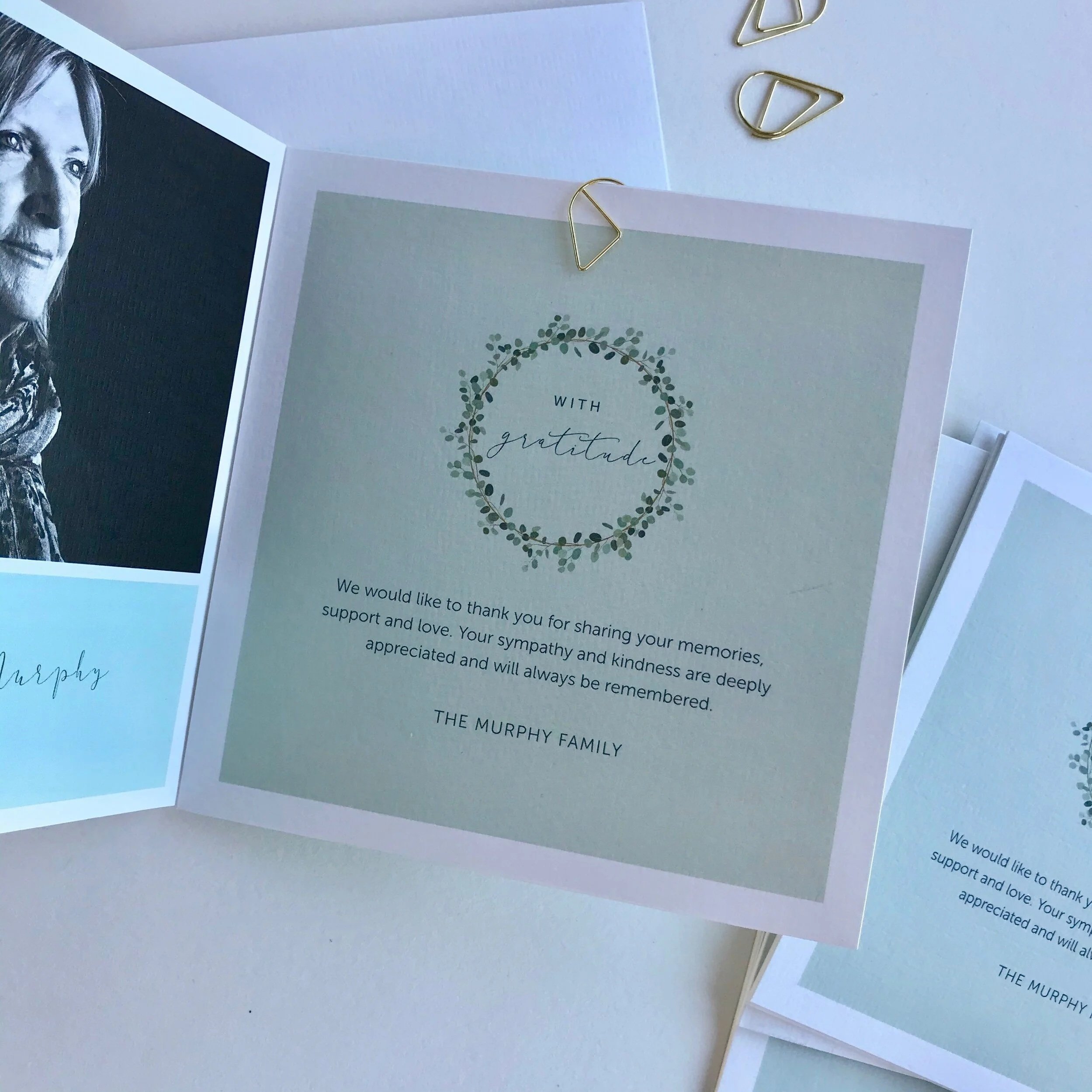 Eucalyptus Design Memorial Card on Luxury Paper delicate imagery