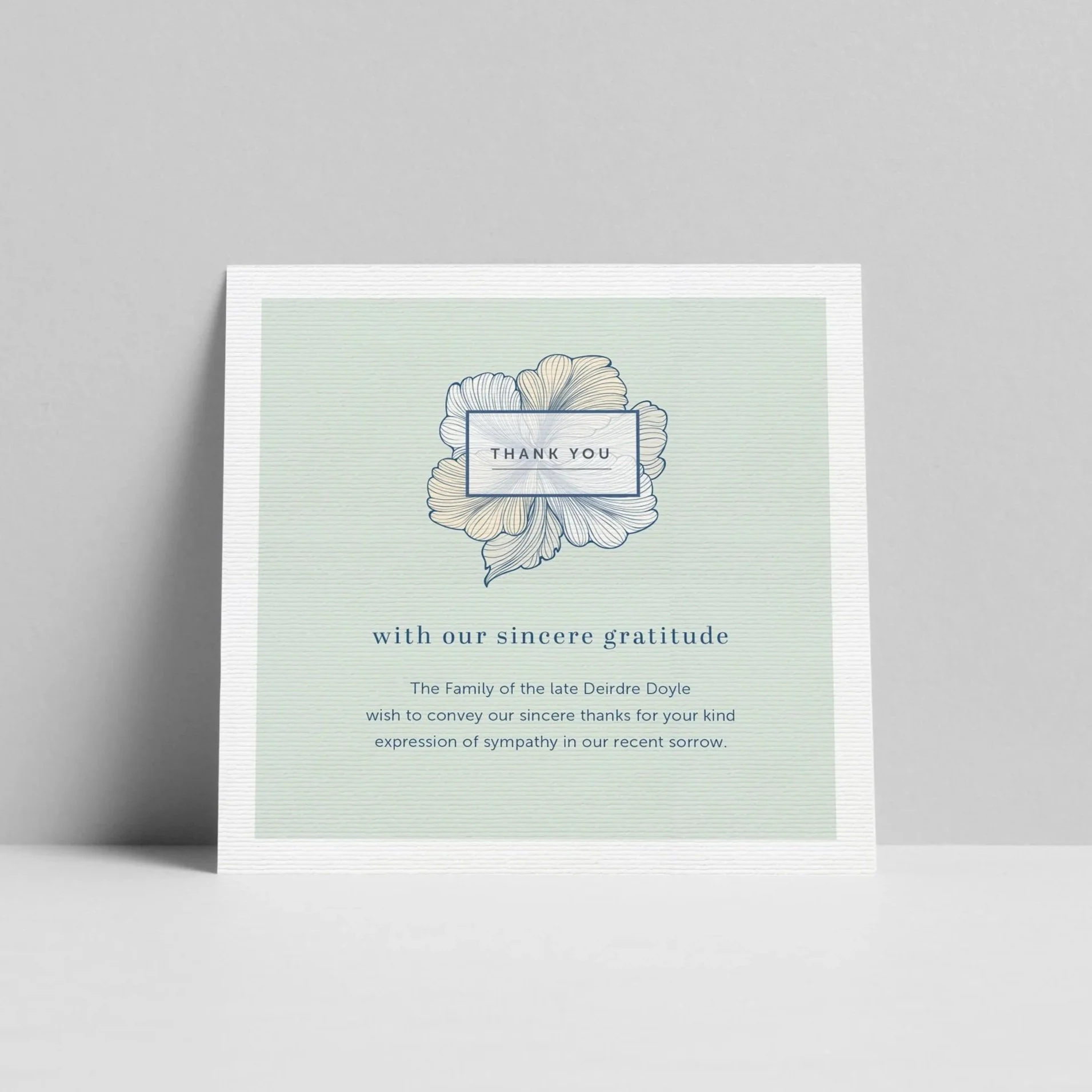 Blue Floral Frame Thank You Card