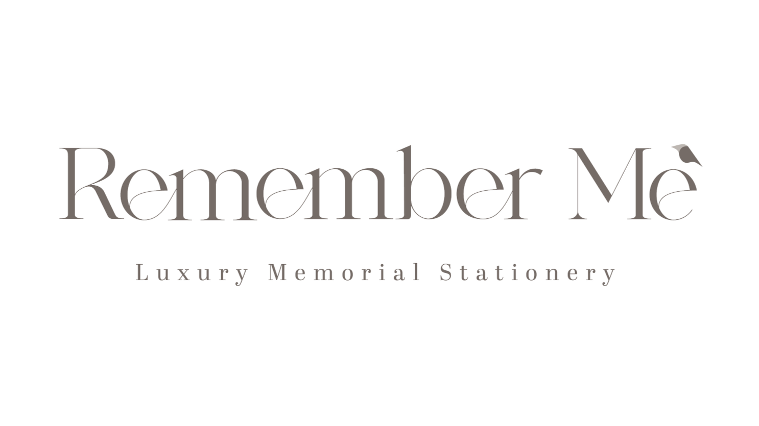 Logo of Remembar Me, a luxury memorial stationery company, with elegant gray text on a black background.