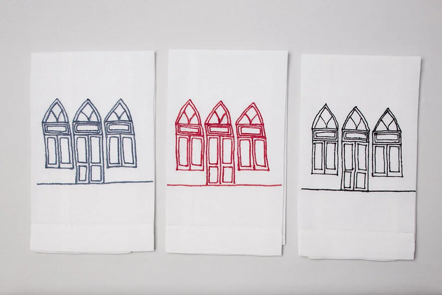 Triangular Old Windows Hand Towels