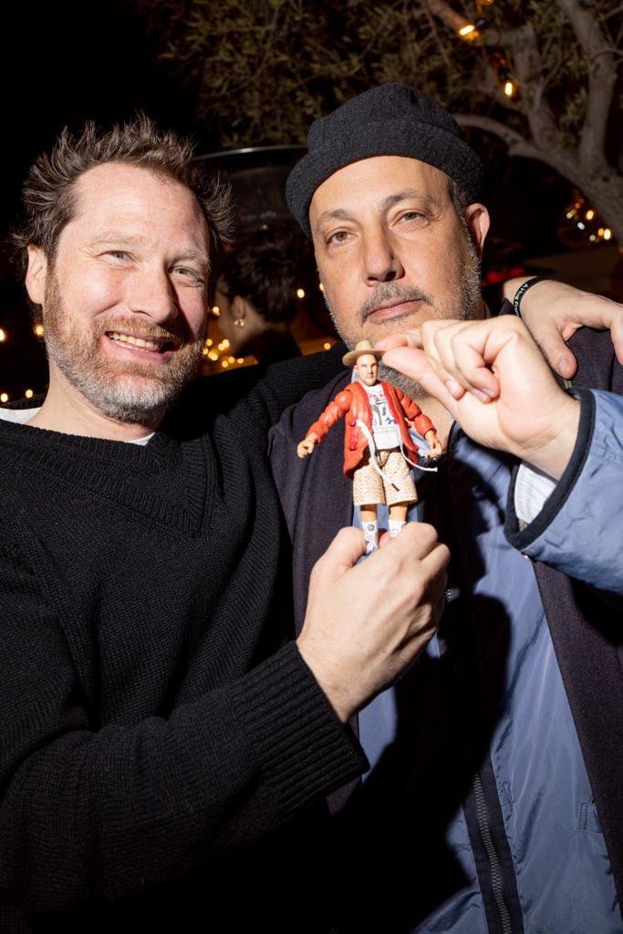 Adam Cohen and Stefan Simchowitz with artist Jeffrey Dalessandro’s action figure of him