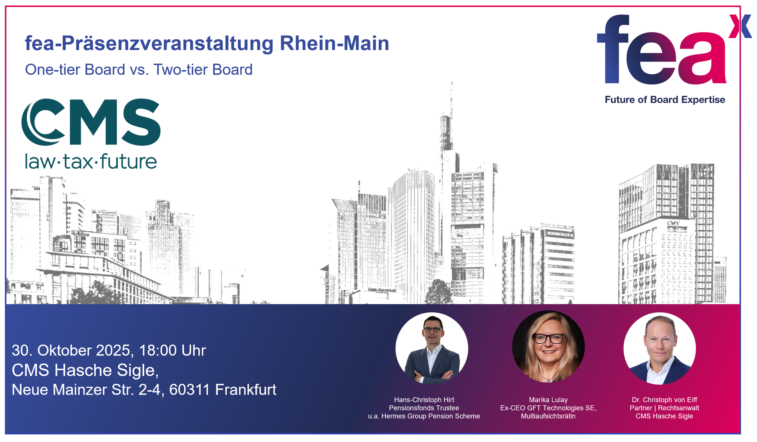 UPCOMING fea e.V. Rhein Main: One-tier Board vs. Two-tier Board Panel Discussion | 10/2025