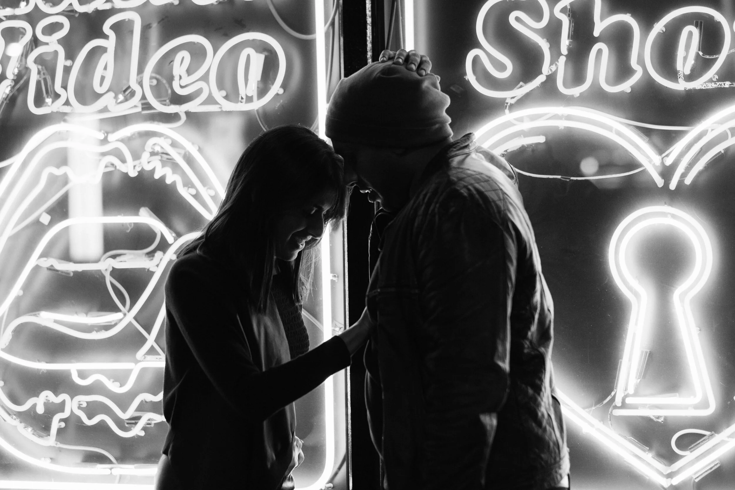 Soho London Black and White Engagement Photography 