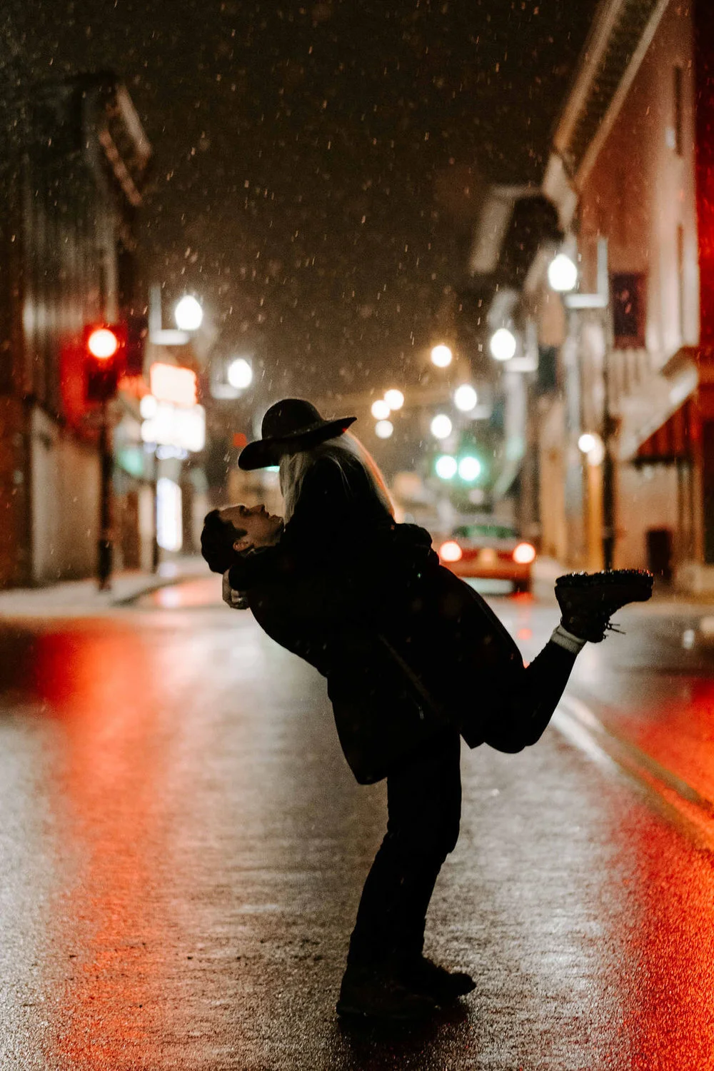 Cute Couple Virginia USA Destination Engagement Photography at Night