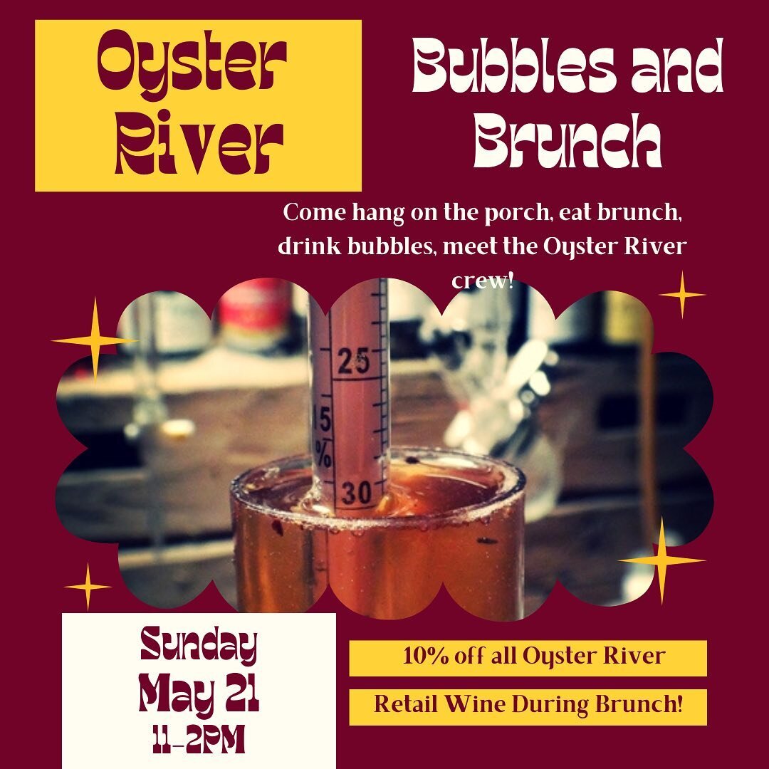 And now we introduce our last @mainewildwinefest event of the weekend! Bubbles and brunch with @oysterriverwinegrowers!!! We&rsquo;re very excited to have our old pals here for an informal hang and eat! 11-2 on Sunday the bar and porch will be open f