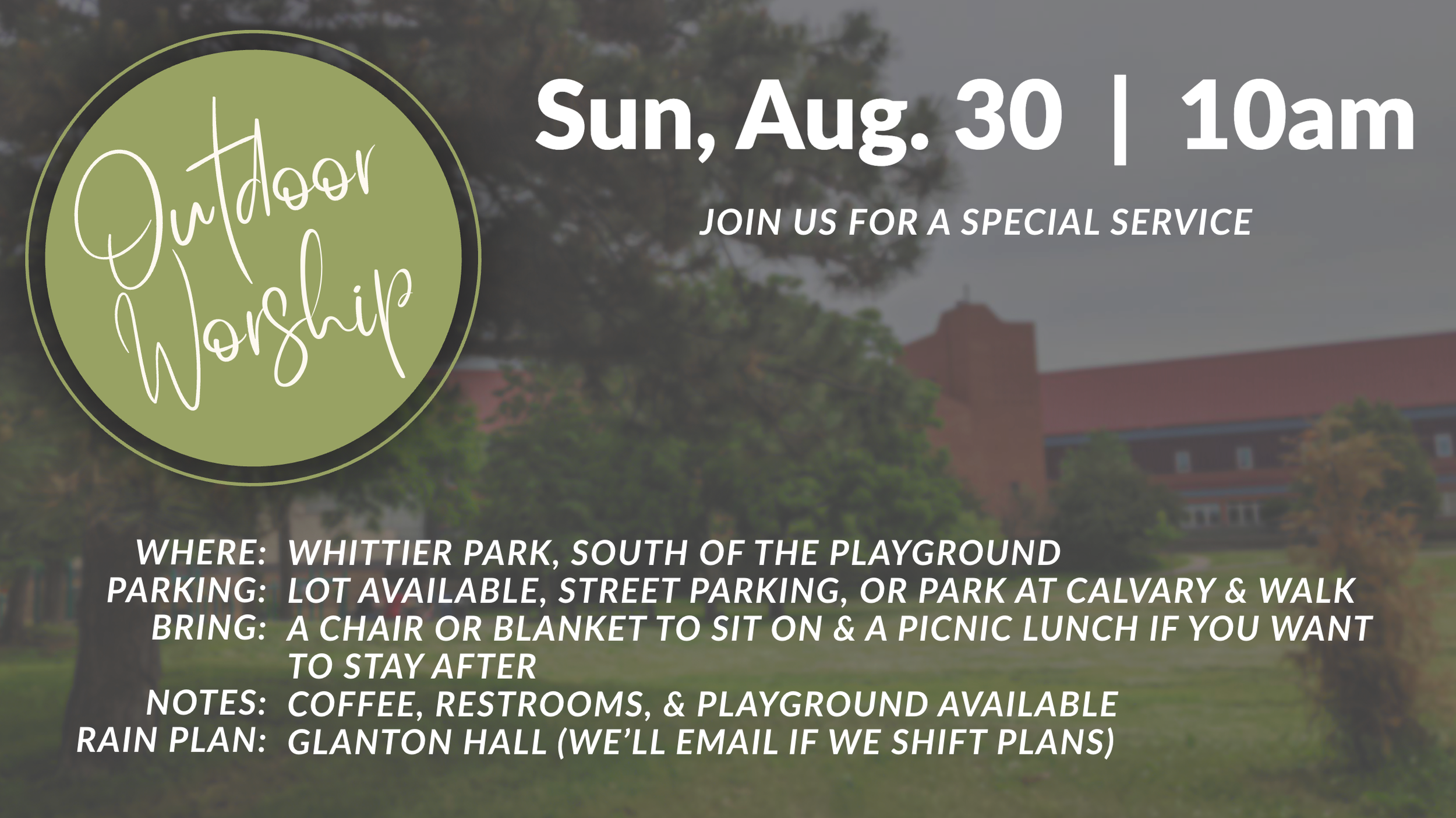 Outdoor Service at Whittier Park