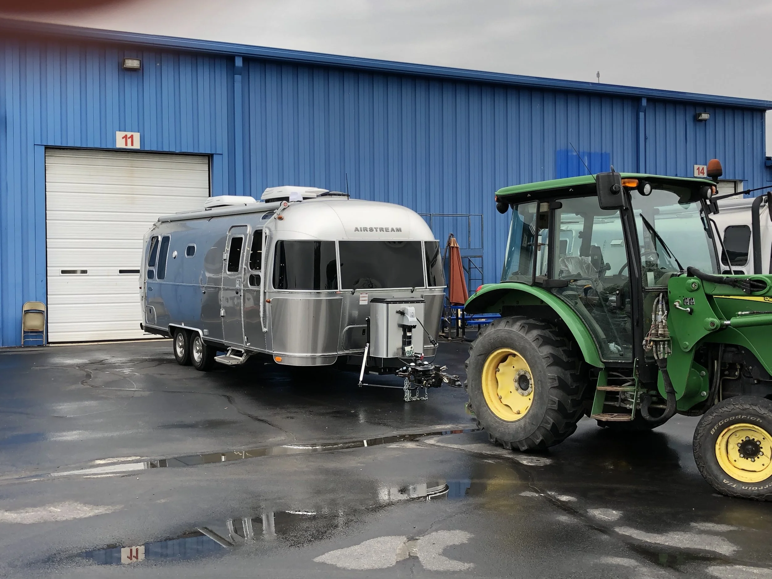 Goldie waiting to be serviced at the Airstream Service Center.