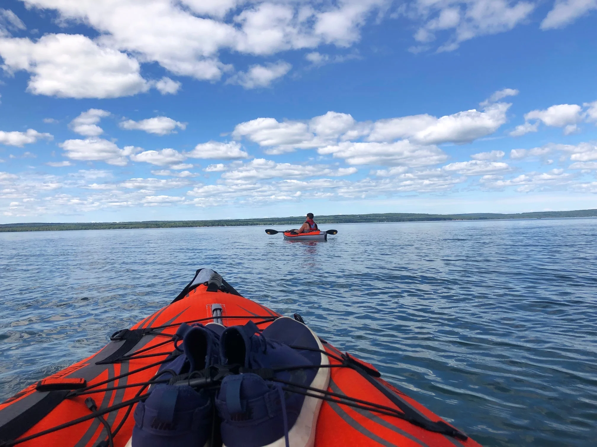 Suze kayaking on THE biggest lake. Salt free and no sharks!