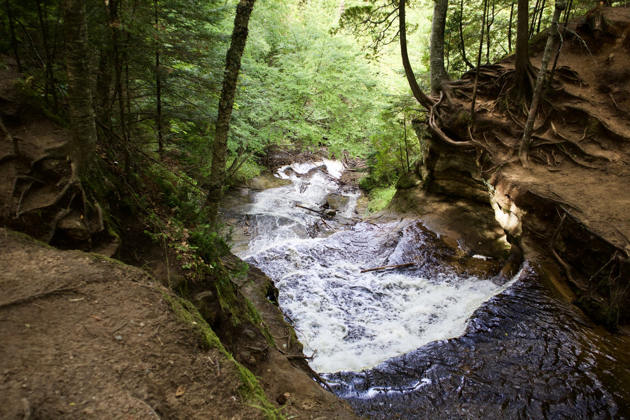 Chapel Falls from above. I was hoping I could capture this better. It’s a 65 foot drop from this point and you are able to walk right out to the edge of the falls. It’s a bit scary… The photo doesn’t do it justice. On the right side of the picture you can see where you are able to walk down over that side of the falls.