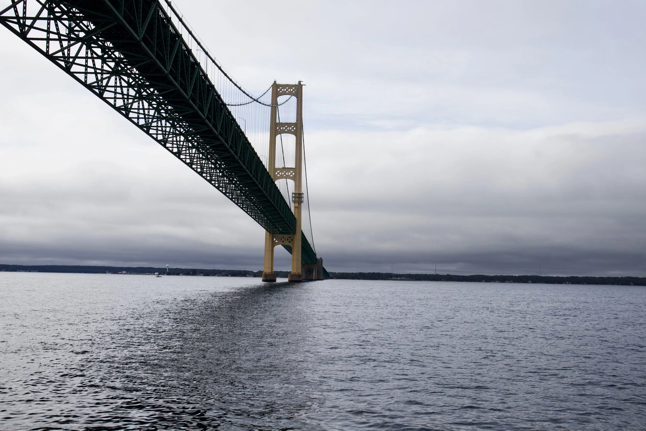 On the way to the Island, we took a short detour under the Mackinac Bridge. As we passed under the bridge we went from being on Lake Huron to being on Lake Michigan. We quickly turned around, because Mackinac Island is located in Lake Huron.
