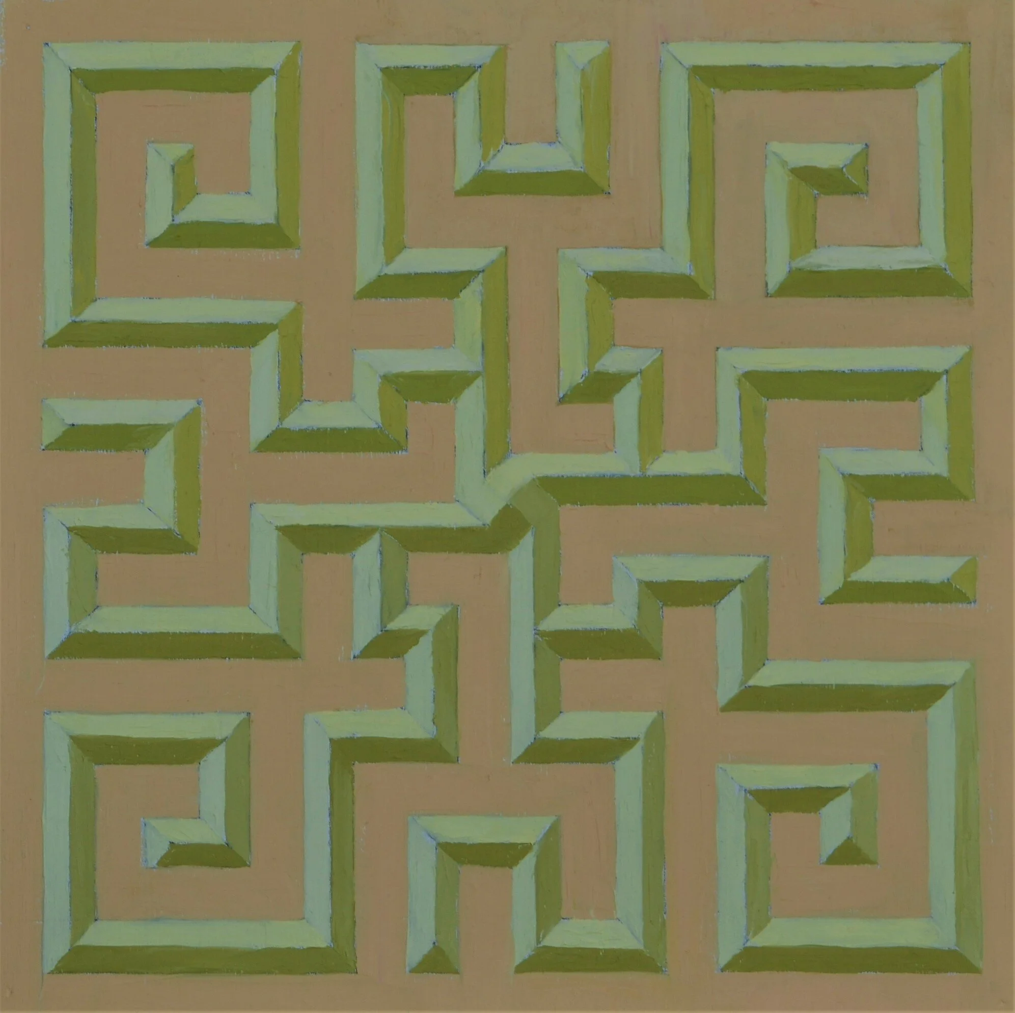 Dimensional Maze in Peach and Green