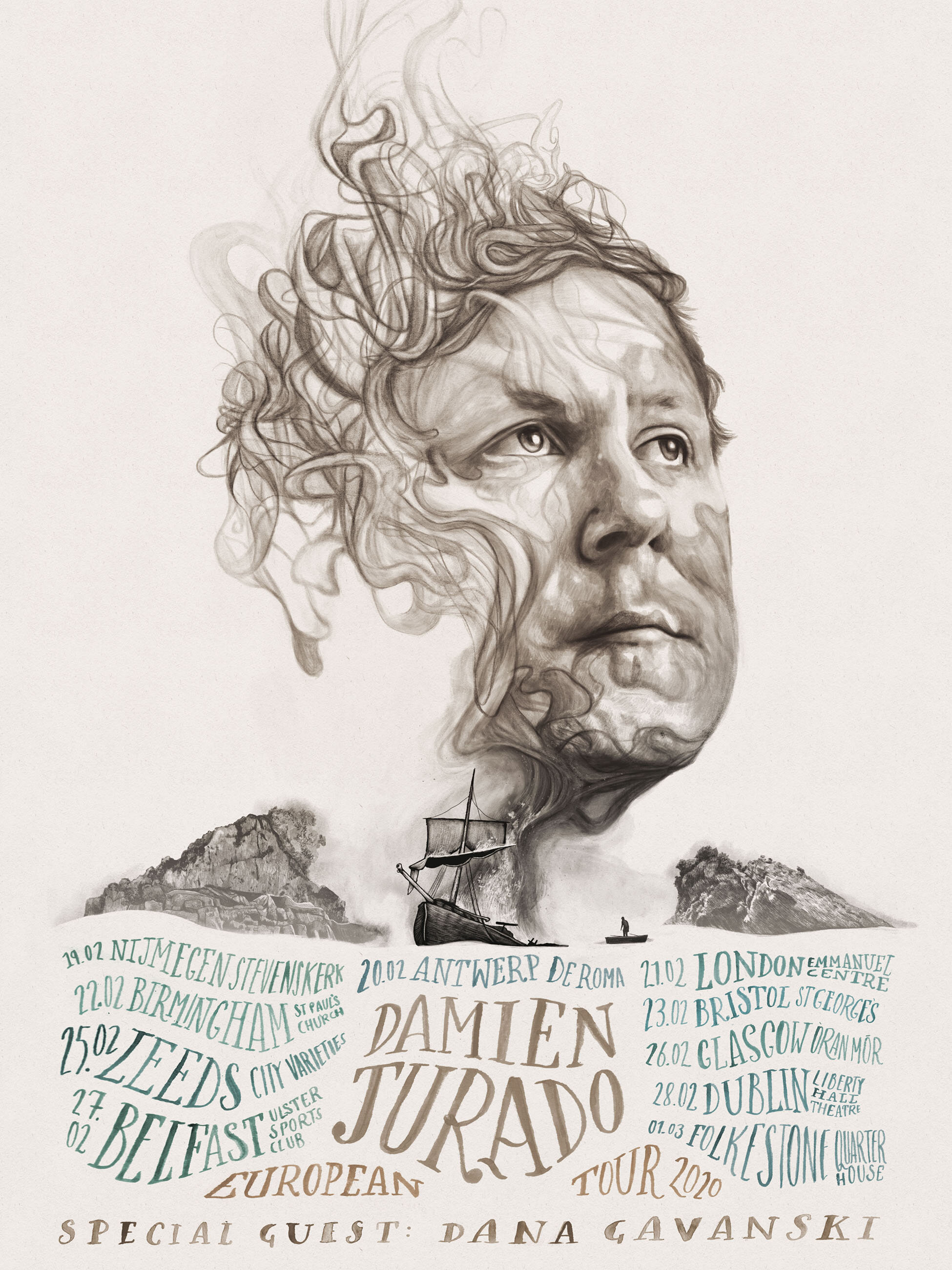 Damien Jurado European Tour Poster 2020