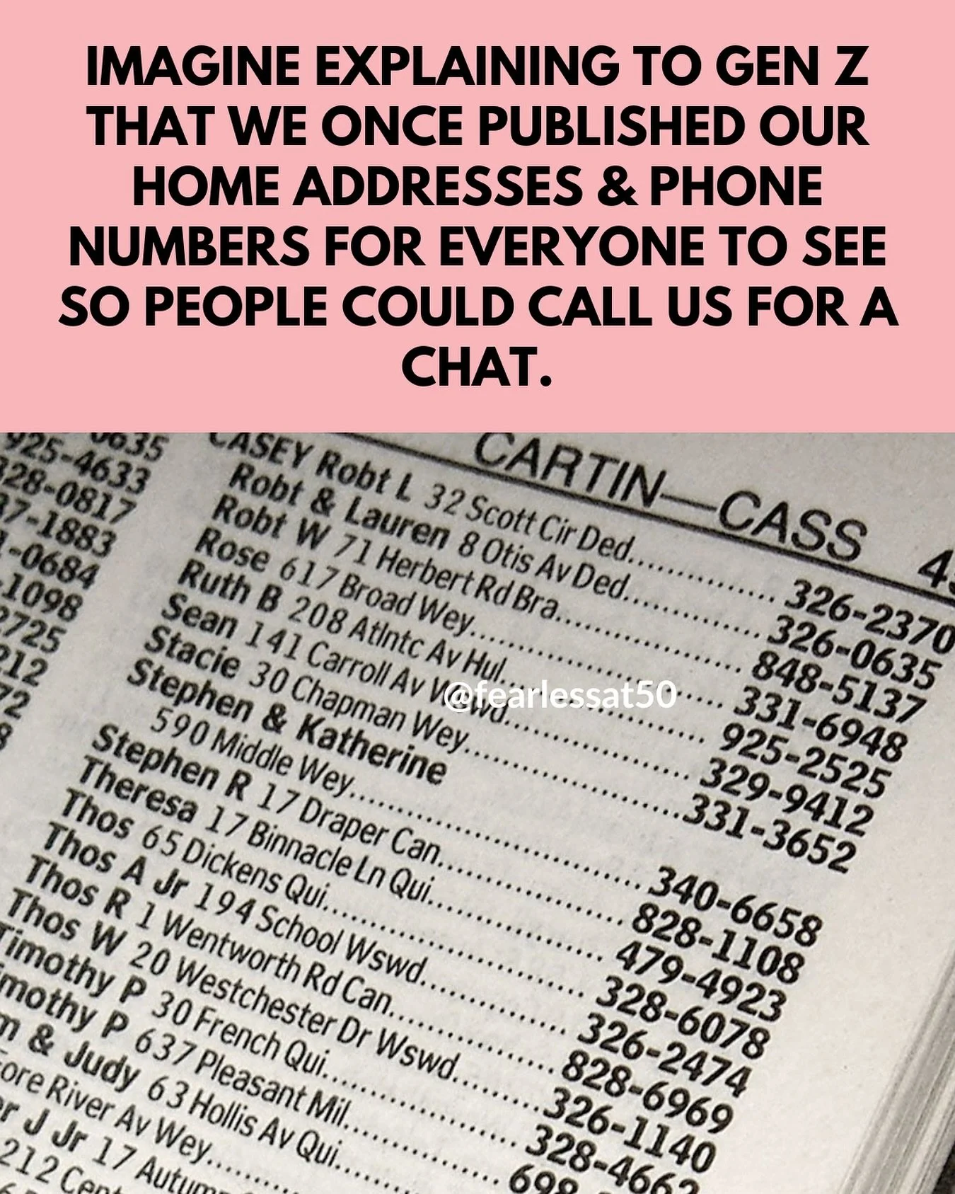 Forget GDPR&hellip; remember when we actually looked for people&rsquo;s phone numbers and called them! Obviously, we had to speak to their parents first! Scary times&hellip;

Although I do remember picking a random number in the phone book and just r