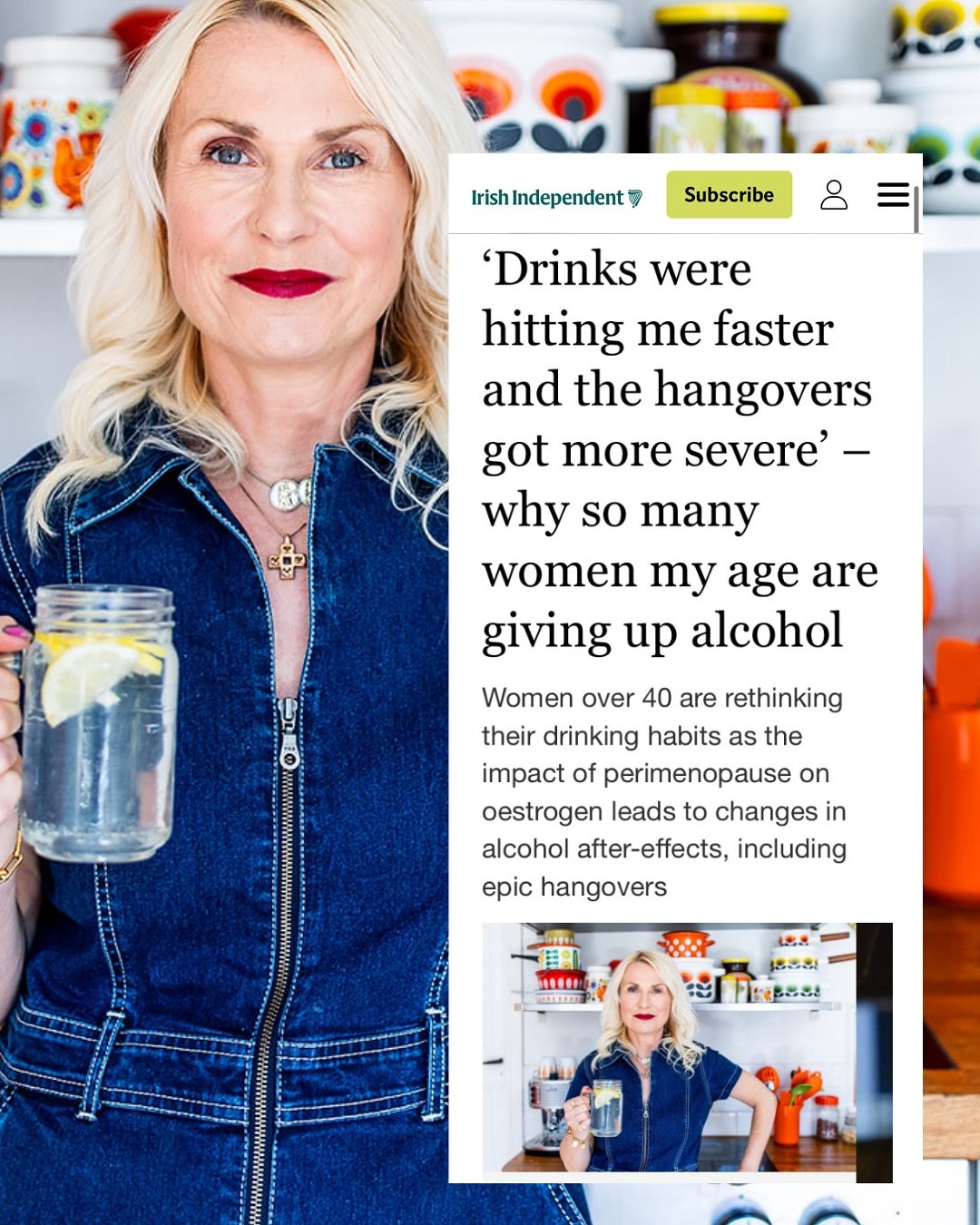 Huge thanks to @independent.ie for featuring my sober story and how it helped my menopause journey. Swipe to read what I had to say.

#midlifewomen #midlife #over50women #soberstory #soberlife #menopause #perimenopause
