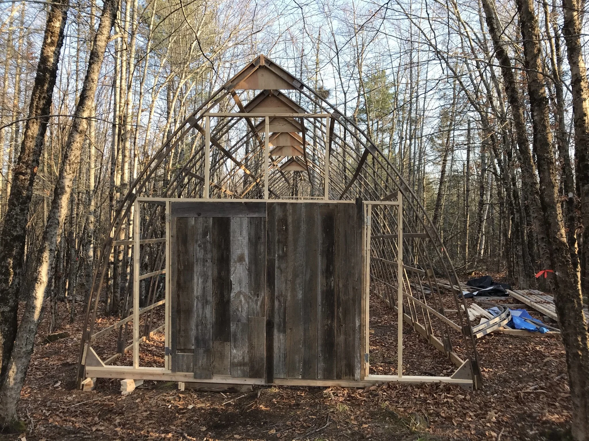 Winter Canoe Build 11: Hanging the Barn Boards