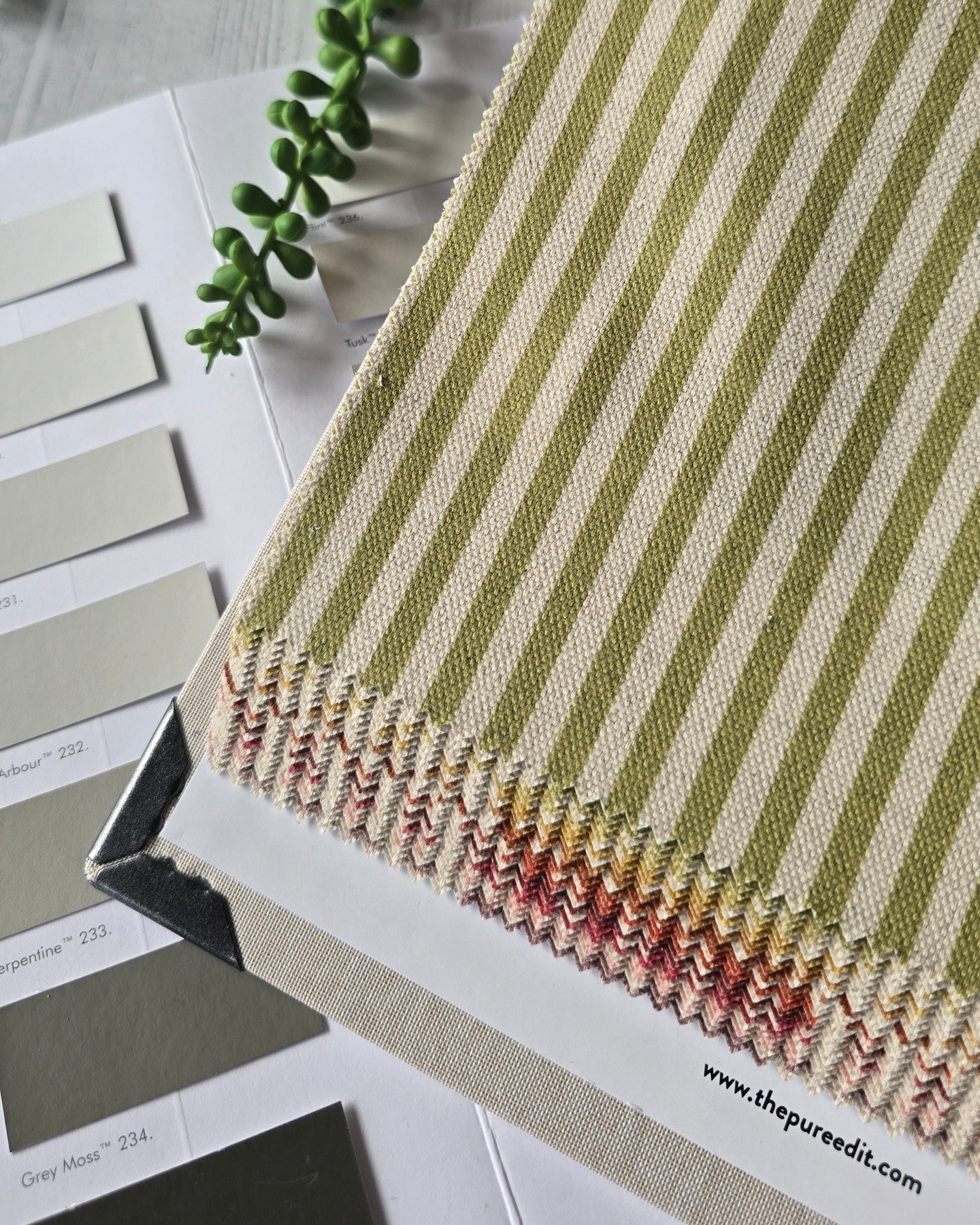 If you know Rachel, our marketing lady, you’ll know just how excited she was when this sample book arrived! 
It’s a festival of stripes — big, small, bold, subtle, pinks, greens, beiges, blues — and she’s already dreami