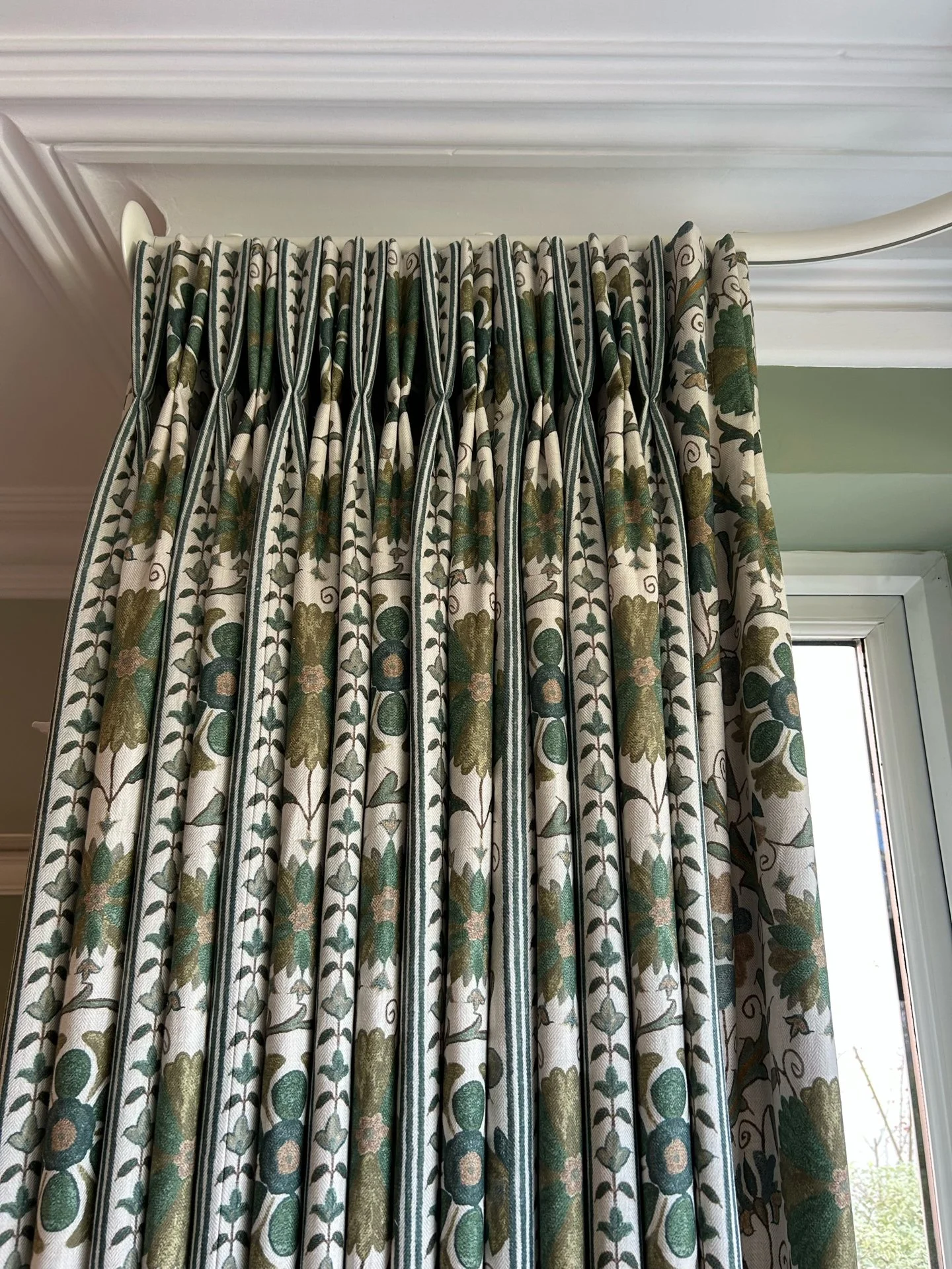 Curtain making comes with its challenges, none that we can't handle of course, but getting the pattern of the fabric to look intentional on pinch pleat curtains, when open and closed is a real art and takes brain power!

We are proud to see these Col