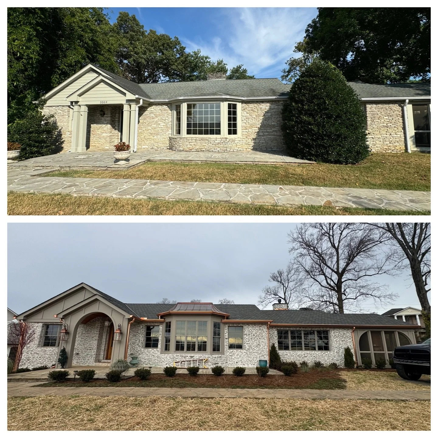 Check out the before and after on this stunning remodel in Sequoyah Hills. Contact us at hello@stevenscustomhomesllc.com #remodel #remodeling #renovation #interiordesign #customhome #customhomes #knoxville #beforeandafter