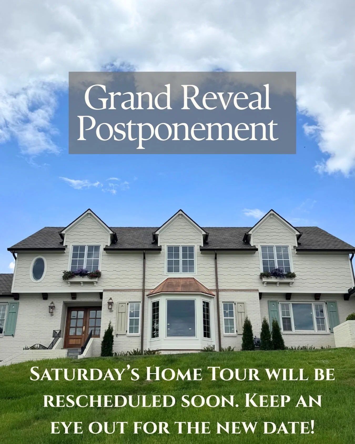 Important update! This Saturday&rsquo;s Grand Reveal Home Tour has been postponed. We&rsquo;ll be announcing the new date soon &mdash; stay tuned! 

#hometour #knoxville #customhomes #homebuilding