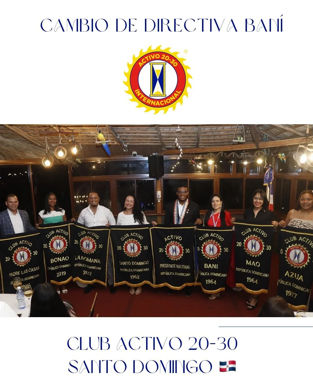 ✨ Cambio de Directiva en el Club Activo 20-30 de Baní✨
El Club Activo 20-30 de Santo Domingo Incorporado estuvo dignamente representado en el acto de cambio de directiva del Club Activo 20-30 de Baní, donde nuestra querida Cindy Ortiz