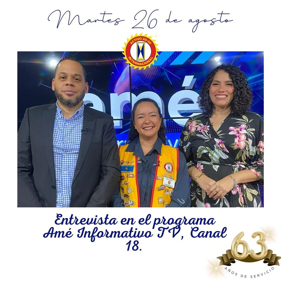 En el día de hoy, martes 26 de agosto, nuestra presidenta Arianna Vargas representó al Club Activo 20-30 de Santo Domingo Incorporado en el medio de comunicación @ametelevisionrd.
Agradecemos profundamente este valioso espacio q