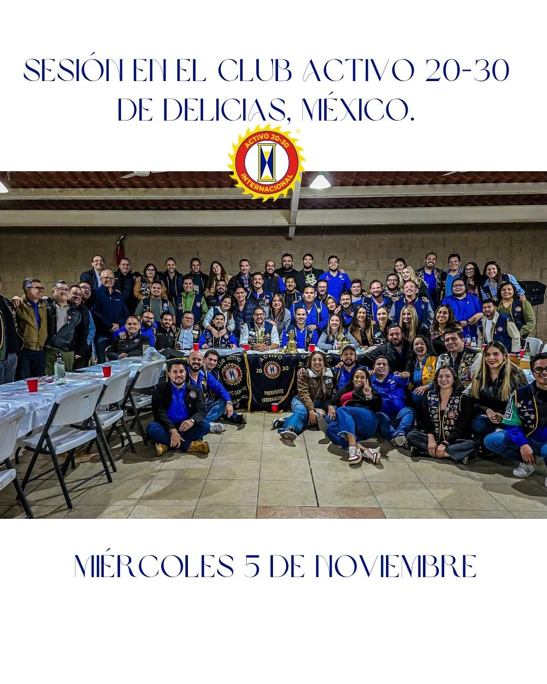 El pasado mi&eacute;rcoles 5 de noviembre, nuestra presidenta Arianna Vargas estuvo presente en la sesi&oacute;n del Club Activo 20-30 de Delicias, M&eacute;xico, fortaleciendo los lazos de amistad y confraternidad que nos unen como familia Activo 20