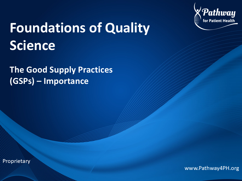 F05a - The Good Supply Practices - Importance