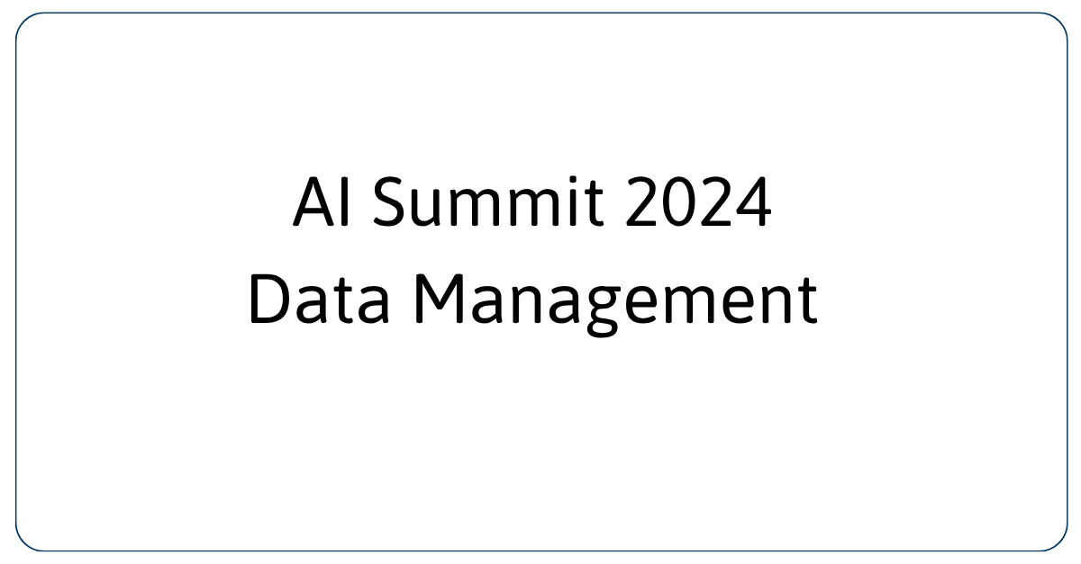 AI Summit 2024 - Data Management