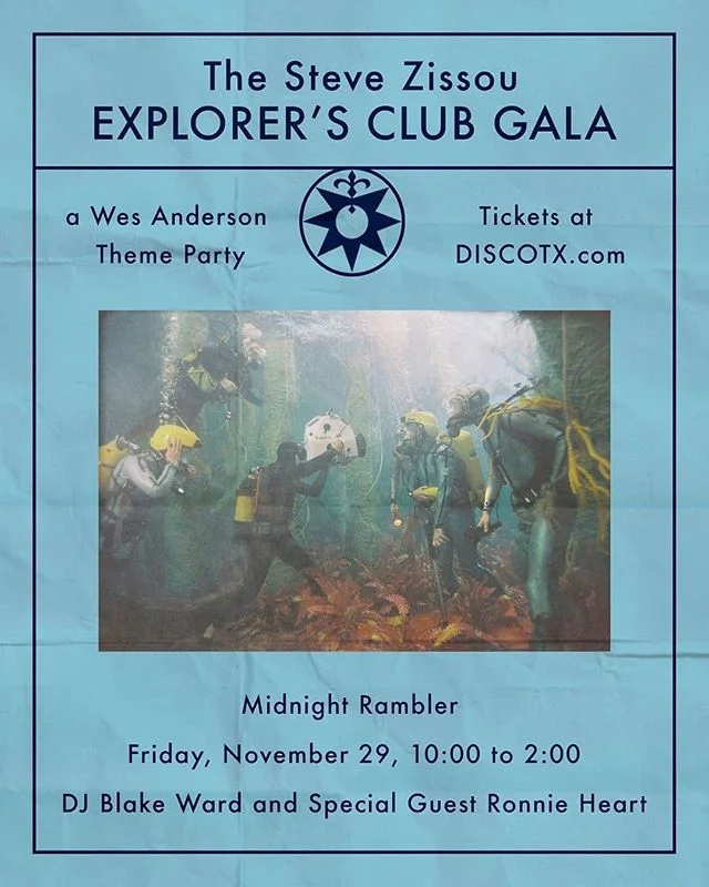 ✨🔮 #Tarot Readings 🔮✨
Friday Nov 29th // @disco_tx presents: 
The Steve Zissou Explorers Club Gala A Wes Anderson Theme Party (Dress up as your favorite character, or create your own) 
TICKETS: DISCOTX.COM @djblakew&amp; Special Guest @ronnieheart 