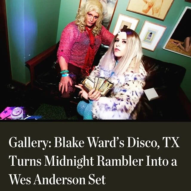 @d_magazine 📸 captured @parismotel666 &amp; I in the act of some #margottenenbaum #Tarot readings at @disco_tx #wesanderson themed party last November.