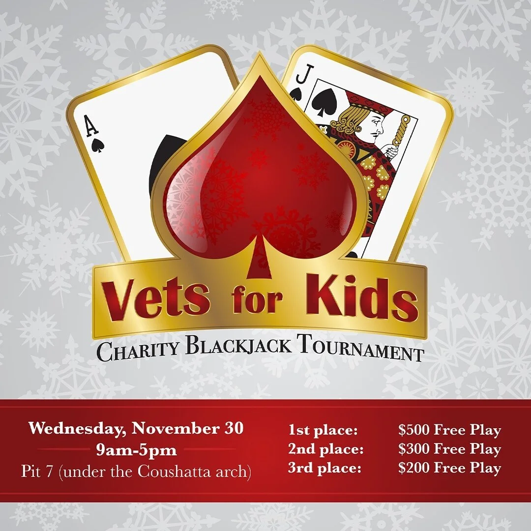Help make Christmas a little brighter! ✨Join us tomorrow for the &ldquo;Vets for Kids&rdquo; Charity Blackjack Tournament &spades;️&hearts;️, benefiting Vietnam Veterans for Foster Kids of Allen &amp; Jeff Davis Parishes. Entry fee is $10 with your F