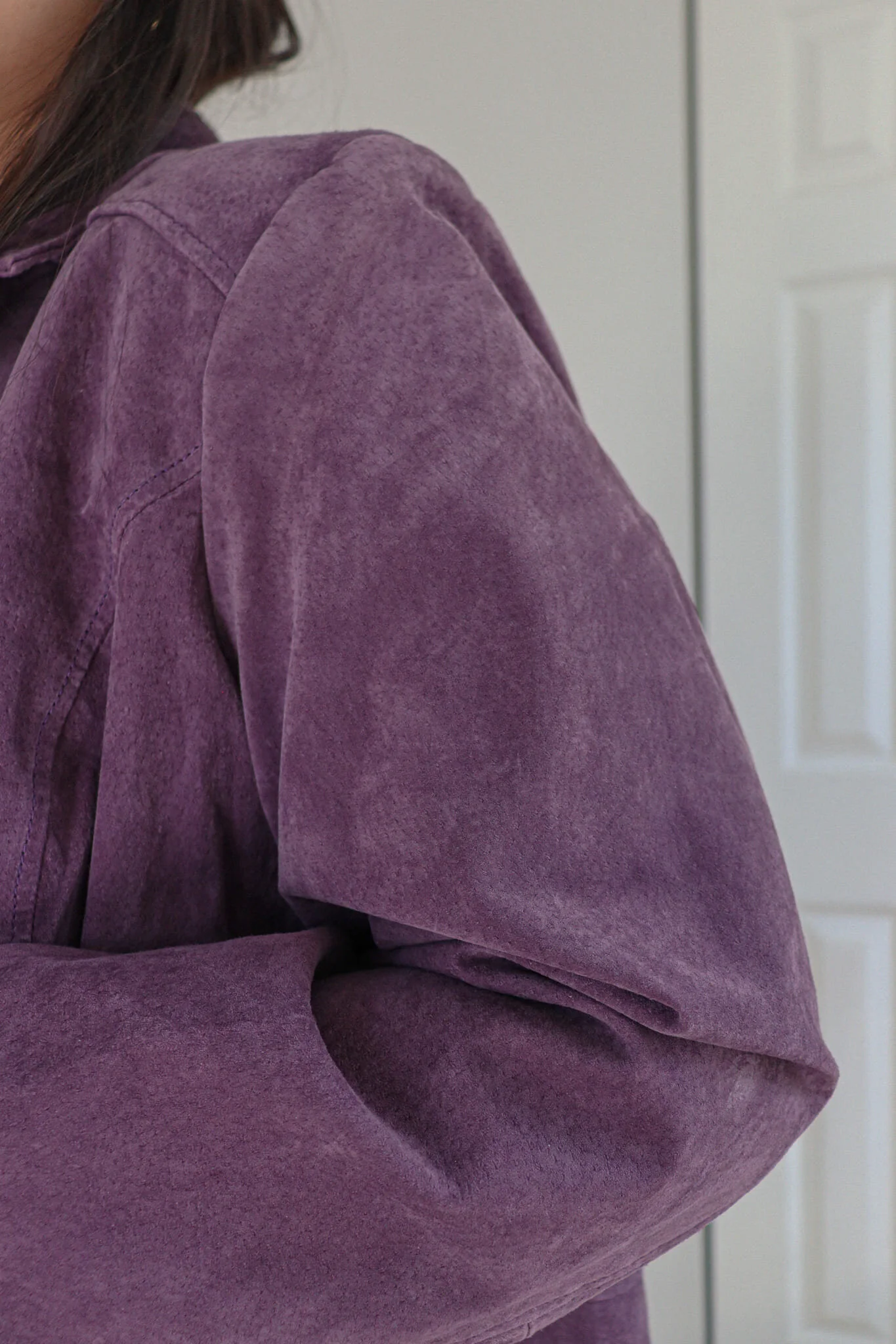 purple suede coat