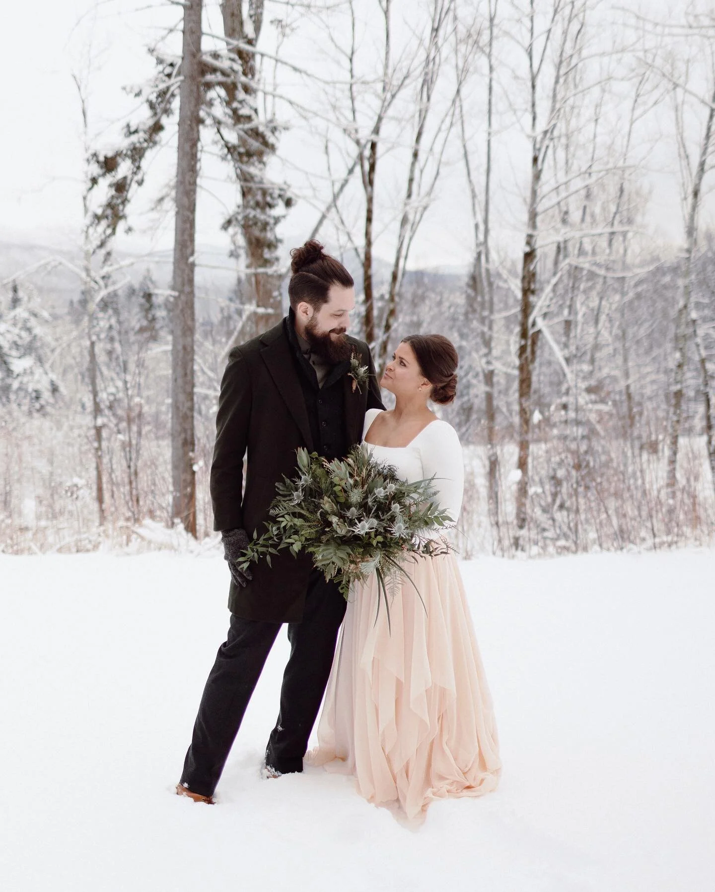Did I dream this??! Winter beauty in Vermont. Jess + Dave got married in the snow and exited their ceremony on a toboggan. 🤍💌 
The Vendors —
Venue - @mountaintopresort 
Hair + Makeup - @primesalonvt 
Day-of Coordination - Rachel Vitagliano
C
