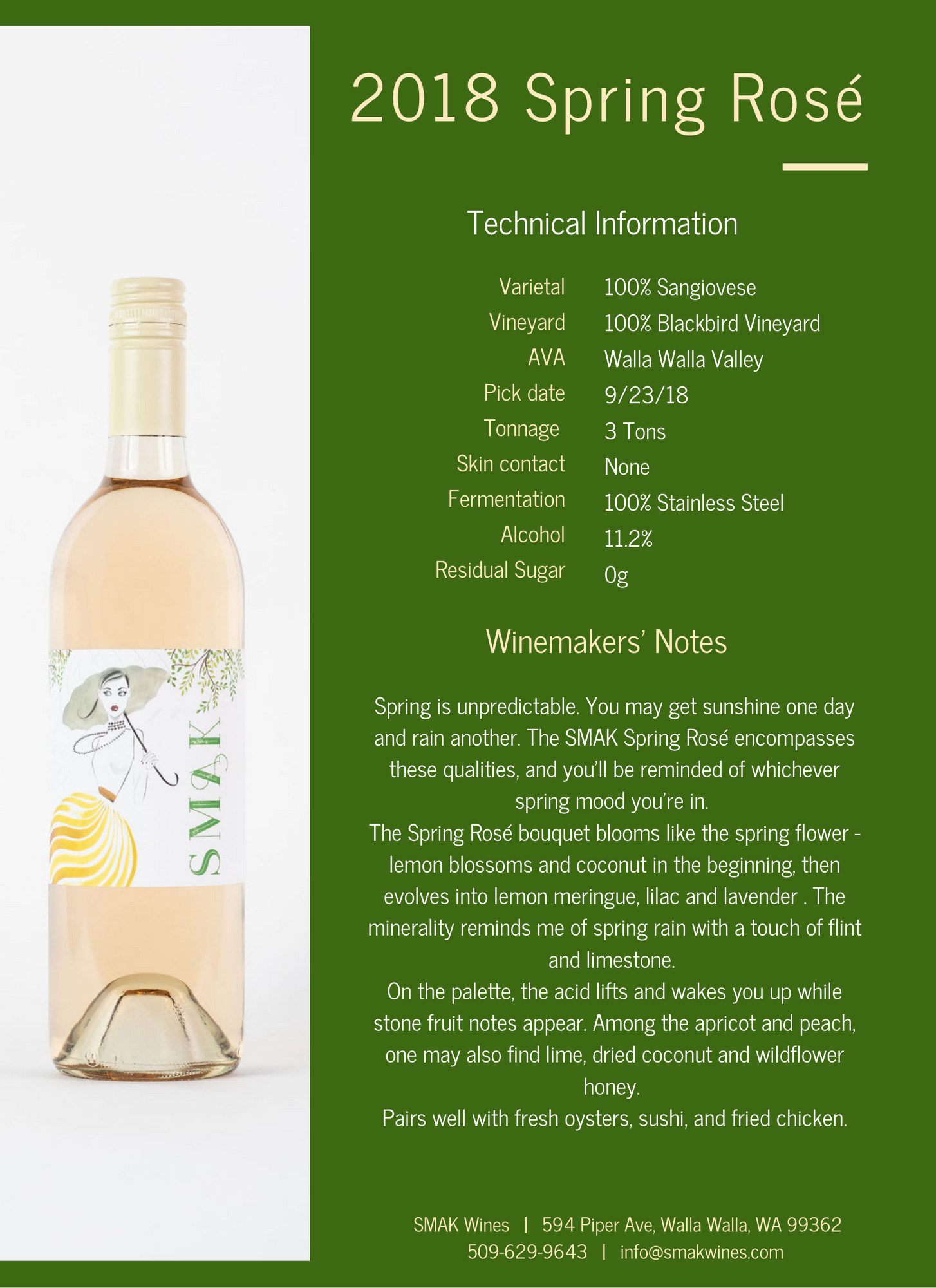 Tech sheets 2018 — Smak Wines