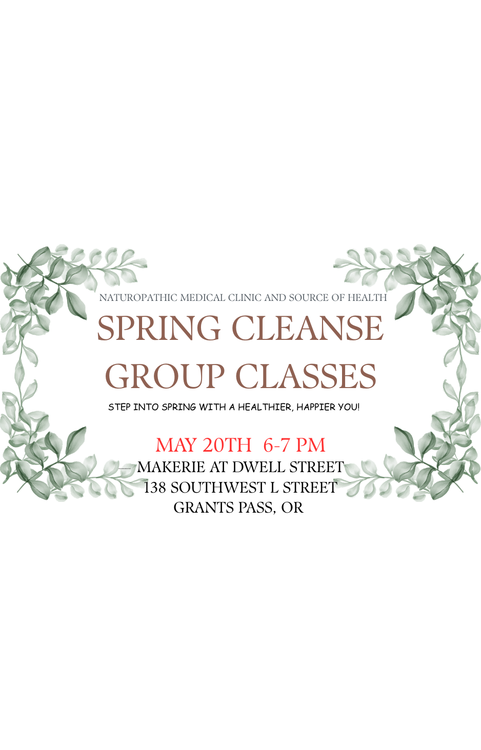 Spring Cleanse May 20th 6-7pm