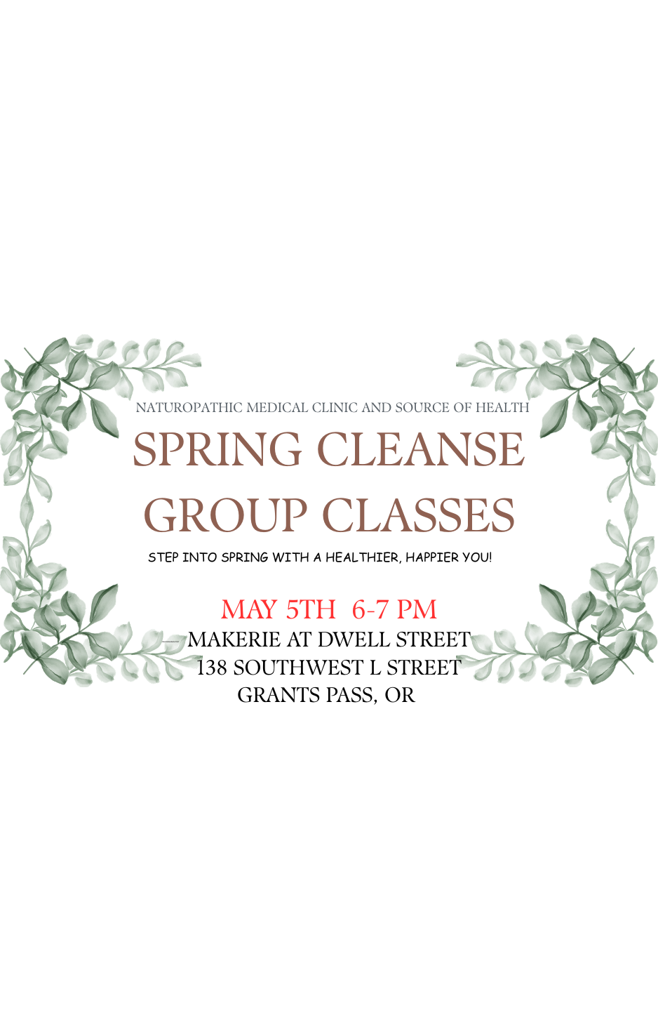 Spring Cleanse May 5th 6-7pm