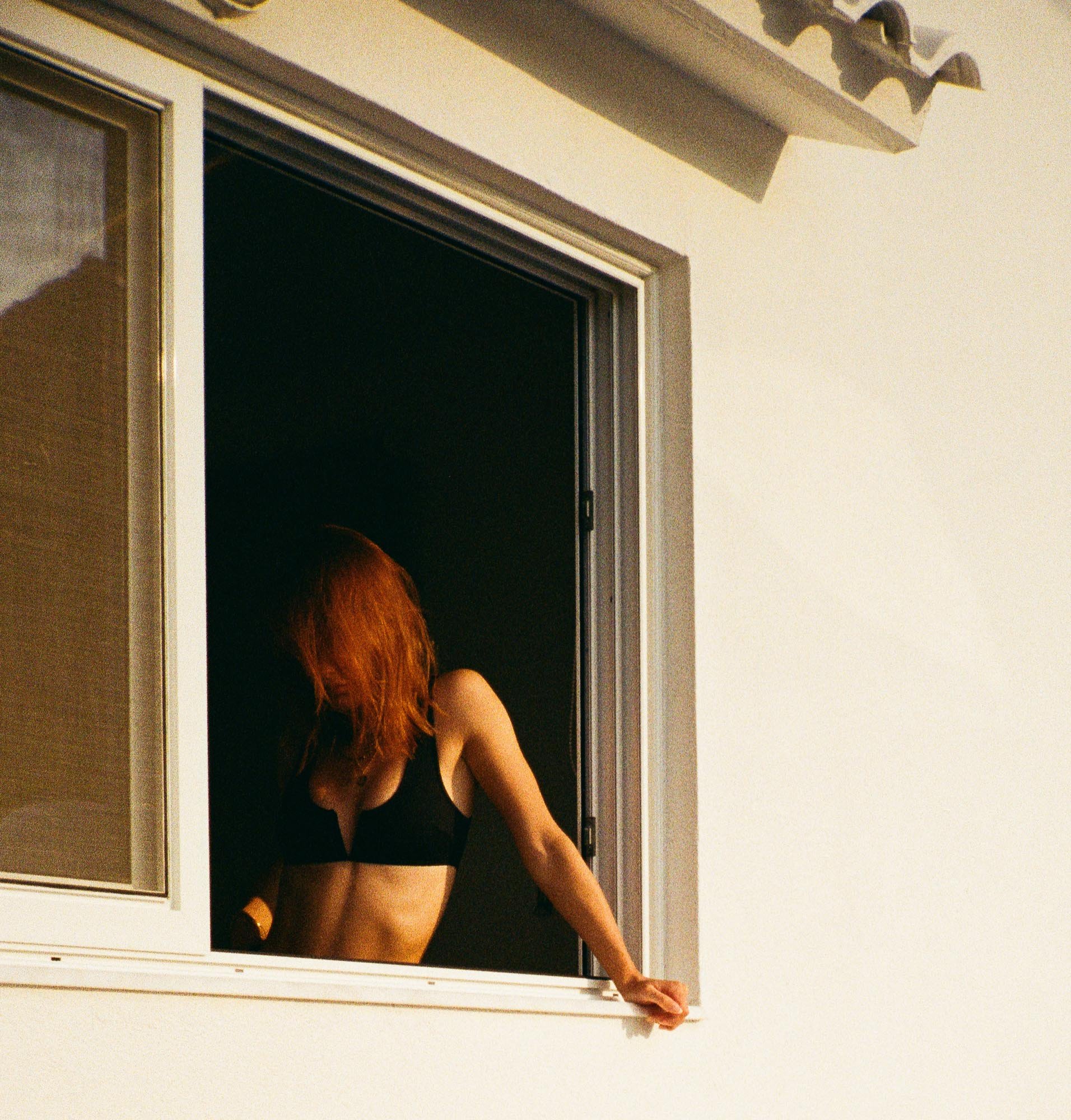 Jasmin Stock photographed by Mike Palmowski in Rhodes. Swimwear shooting on 35mm color film.