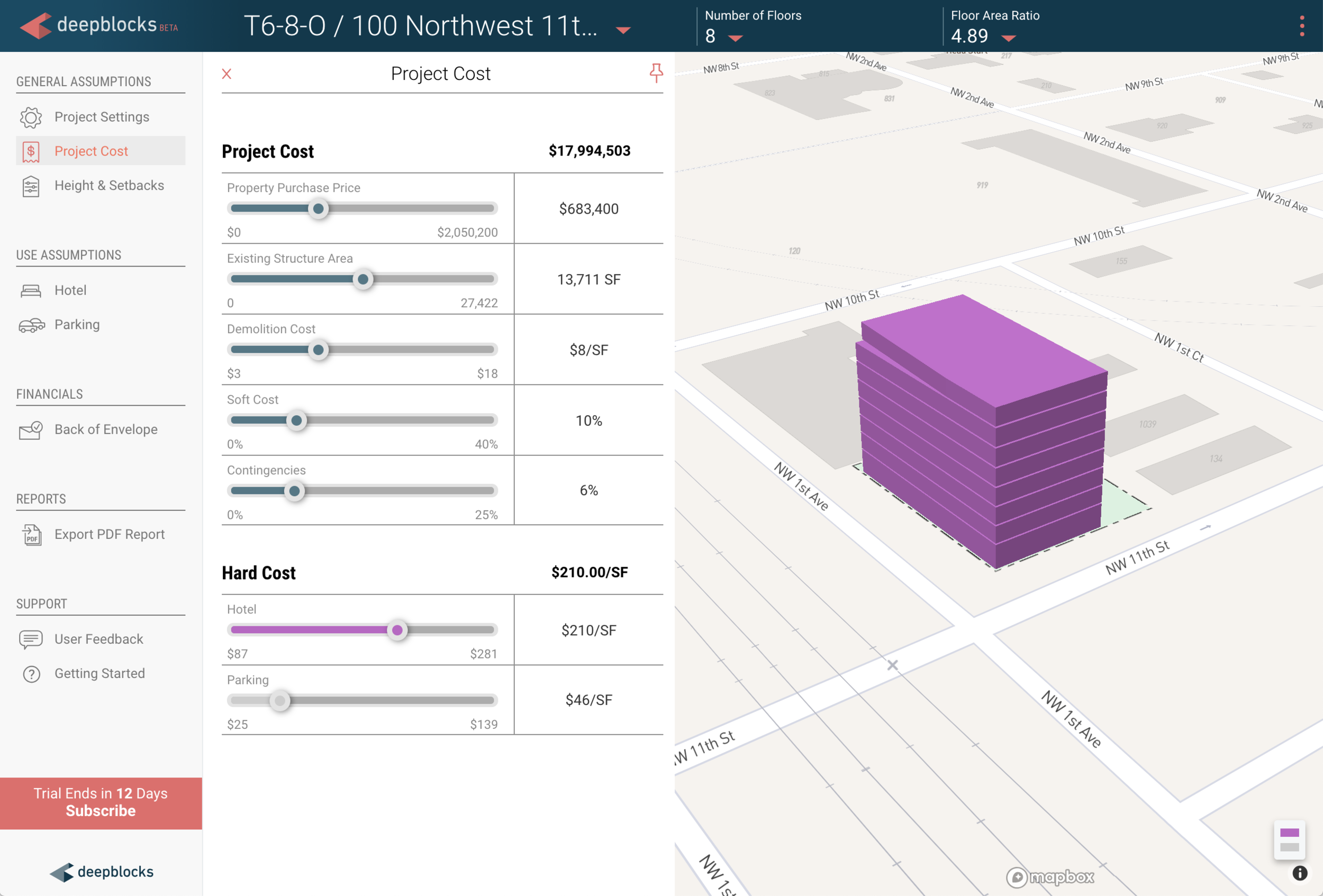 Using Deepblocks Beta software to analyze property potential and create feasibility study.